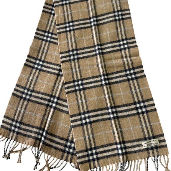 Burberry Accessories - Burberry Classic Check Scarf Beige 100% Lambswool Unisex Scarf Made In Scotland